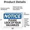 Signmission Please Lock Up Your Valuables, 10 in W x Rectangle, Vinyl Decal OS-2PACK-NS-D-710-L-17522 - alternate 3